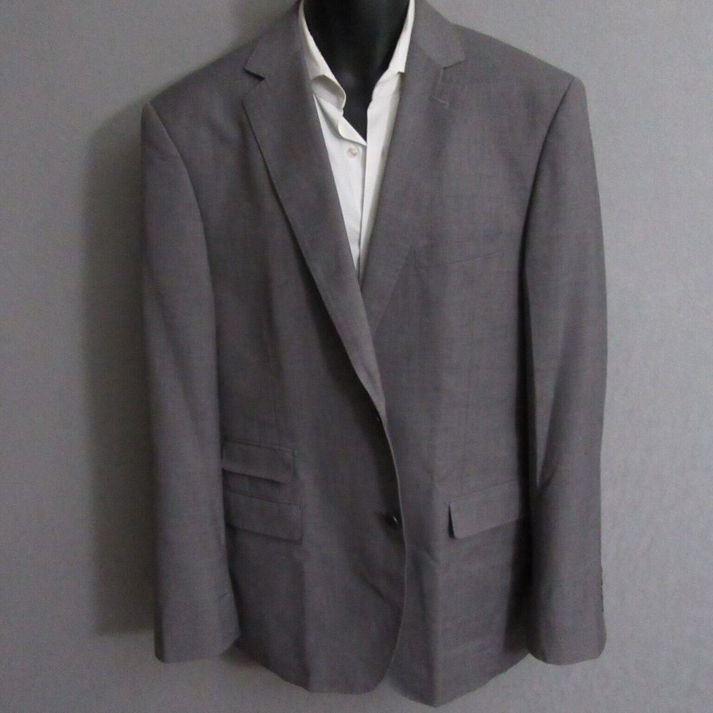 Salvatore Mens Sport Coat Size 42 R Gray Modern Fit Blazer Jacket Polyester‎